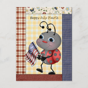 Cartoon Ladybug het Vierde briefkaart van Juli