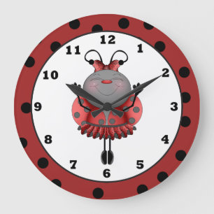 Cartoon Ladybug-muurklok Grote Klok