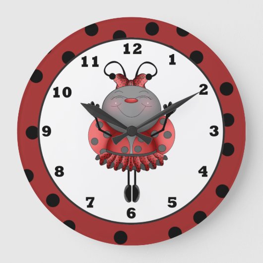 Cartoon Ladybug-muurklok Grote Klok (Voorkant)