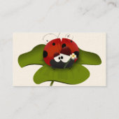 Cartoon ladybug op groen blad visitekaartje (Achterkant)