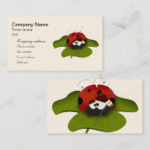 Cartoon ladybug op groen blad visitekaartje (Voorkant / Achterkant)