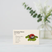 Cartoon ladybug op groen blad visitekaartje (Staand voorkant)