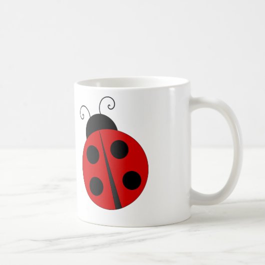 Cartoon Ladybug - Witte koffie Mok (Rechts)