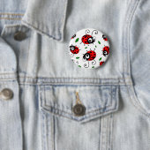 Cartoon ladybugs-patroon ronde button 5,7 cm (In situ)
