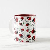 Cartoon ladybugs-patroon tweekleurige koffiemok (Voorkant links)
