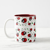 Cartoon ladybugs-patroon tweekleurige koffiemok (Links)