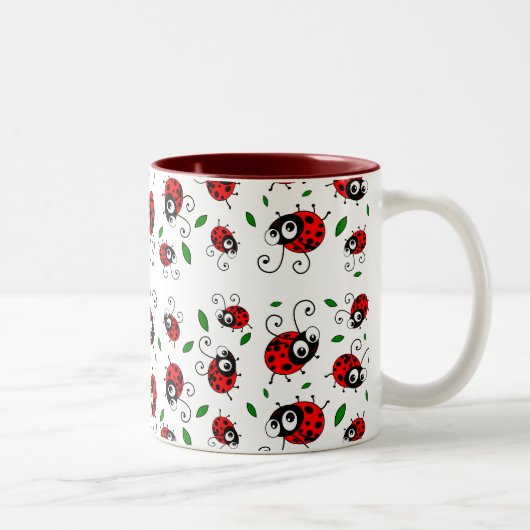 Cartoon ladybugs-patroon tweekleurige koffiemok (Rechts)