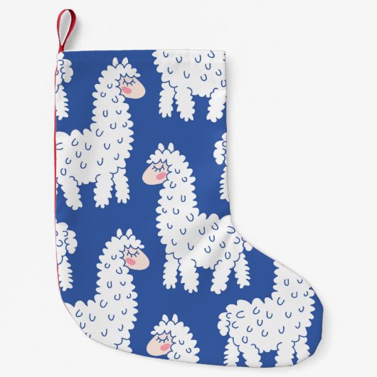 Cartoon lama alpaca,  motief kleine kerstsok (Voorkant)