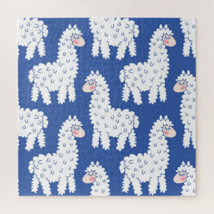 Cartoon lama alpaca, motief legpuzzel