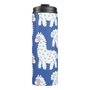 Cartoon lama alpaca, motief thermosbeker