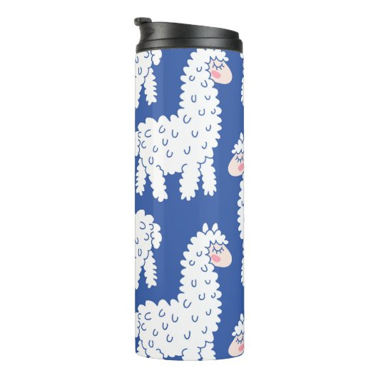 Cartoon lama alpaca, motief thermosbeker (Geroteerd rechts)