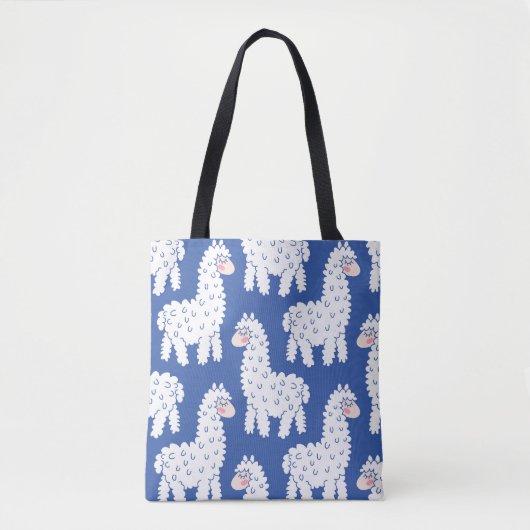 Cartoon lama alpaca,  motief tote bag (Voorkant)