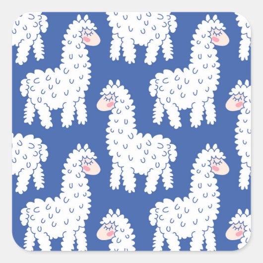 Cartoon lama alpaca,  motief vierkante sticker (Voorkant)