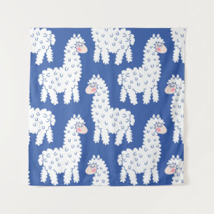 Cartoon lama alpaca, motief wandkleed