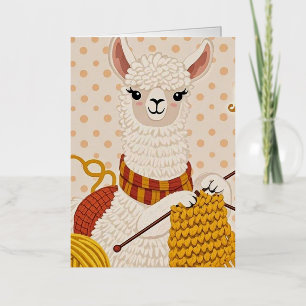 Cartoon lama met een gebreide sjaal folie wenskaart