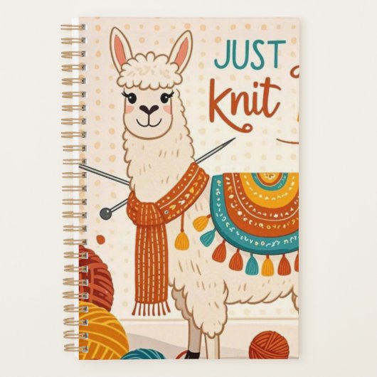 Cartoon lama met een gebreide sjaal planner (Voorkant)