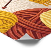 Cartoon lama met een gebreide sjaal poster (Hoek)