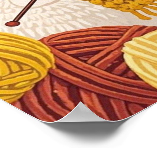 Cartoon lama met een gebreide sjaal poster (Hoek)