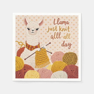Cartoon lama met een gebreide sjaal servet