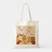 Cartoon lama met een gebreide sjaal tote bag (Achterkant)