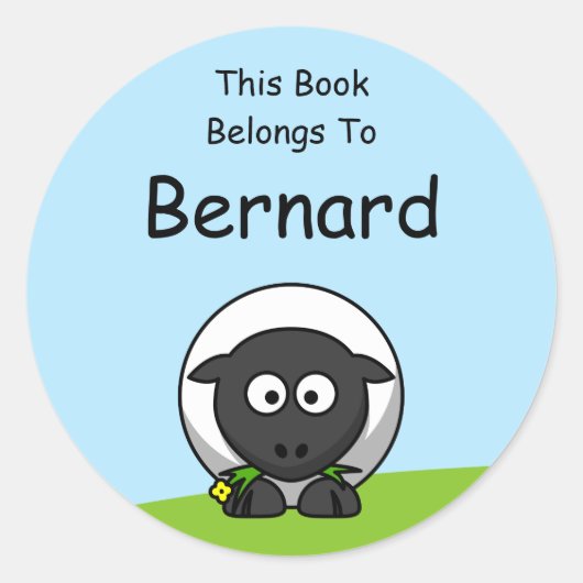 Cartoon Lamb Dit boek behoort tot Ronde Sticker (Voorkant)