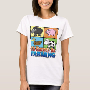 Cartoon landbouwhuisdieren - Ik zou liever landbou T-shirt