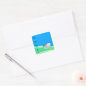 Cartoon Landschap Ox Chinees Nieuwjaar 2021 SqS Vierkante Sticker (Envelop)