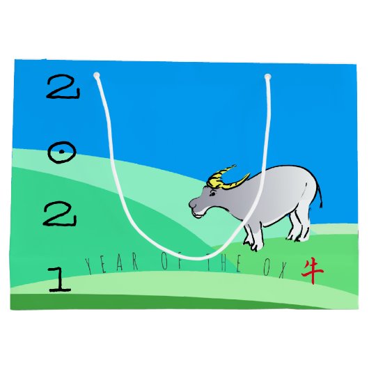 Cartoon Landschap Ox Chinees nieuwjaar Zodiac LGB Groot Cadeauzakje (Achterkant)