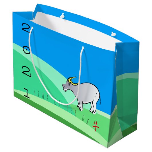 Cartoon Landschap Ox Chinees nieuwjaar Zodiac LGB Groot Cadeauzakje (Achterkant Gekanteld)