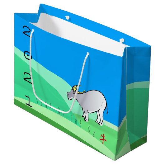Cartoon Landschap Ox Chinees nieuwjaar Zodiac LGB Groot Cadeauzakje (Voorkant Gekanteld)