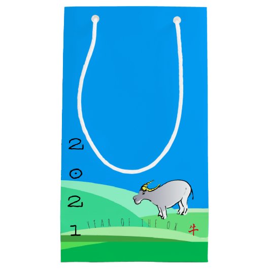 Cartoon Landschap Ox Chinees nieuwjaar Zodiac SGB Klein Cadeauzakje (Voorkant)