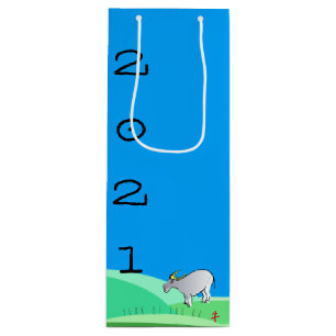 Cartoon Landschap Ox Chinees nieuwjaar Zodiac WGB Wijn Cadeautas