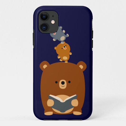 Cartoon Leesend Beer & Cubs iPhone 5 Hoesje-Mate Case-Mate iPhone Case (Achterkant)