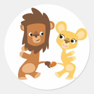 Cartoon Leeuw en Leeuwin dansen rond sticker