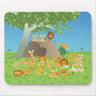 Cartoon Leeuw Familie mousepad Muismat