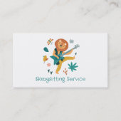 Cartoon Leeuw & Gitaar Babysitten Service Visitekaartje (Voorkant)