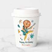 Cartoon Leeuw & gitaar Papieren Bekers (Achterkant)