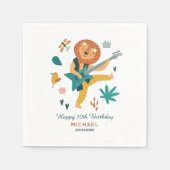 Cartoon Leeuw & gitaar Servet (Voorkant)