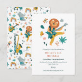 Cartoon Leeuw & gitaar Verjaardag Kaart (Voorkant / Achterkant)