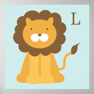 Cartoon Leeuw Kinderen Muur Kunst Poster