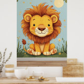 Cartoon Leeuw kinderkamer muurdecor Poster (Keuken)