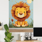 Cartoon Leeuw kinderkamer muurdecor Poster (Thuiskantoor)