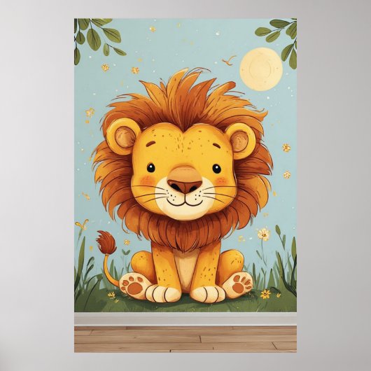 Cartoon Leeuw kinderkamer muurdecor Poster (Voorkant)