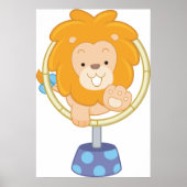 Cartoon Leeuw Springt Door Hoepel Poster (Voorkant)