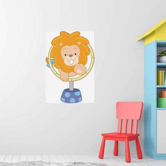 Cartoon Leeuw Springt Door Hoepel Poster
