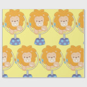 Cartoon Leeuw Springt Door Ring Cadeaupapier (Vlak)