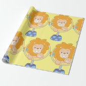 Cartoon Leeuw Springt Door Ring Cadeaupapier (Uitgerold)