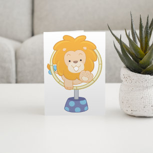 Cartoon Leeuw Springt Door Ring Kaart