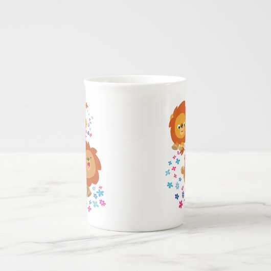 Cartoon leeuwen in de tuinbont China Mok (Voorkant)