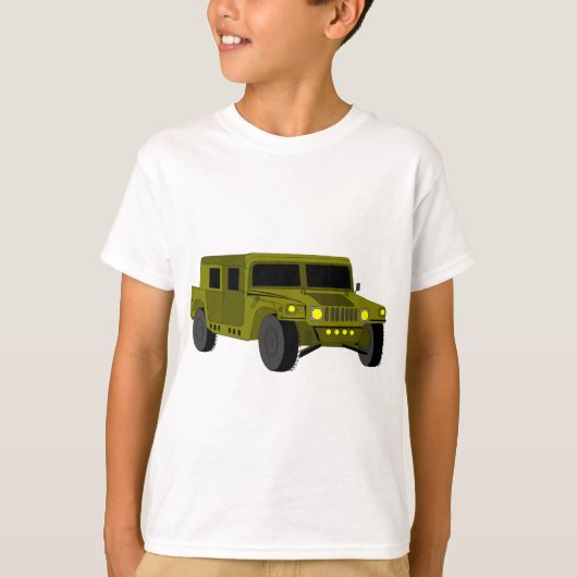 Cartoon legertruck tekening t-shirt (Voorkant)